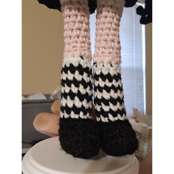 Handmade Crochet Wednesday Addams Doll with “Thing” Companion - Picture 8 of 14